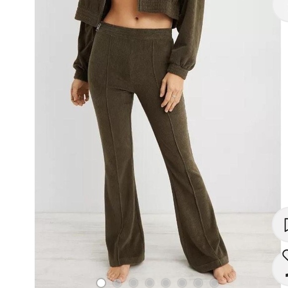aerie Pants - Aerie NWT Flare leg Velvet Green Ribbed Pants XLTall 32” Inseam